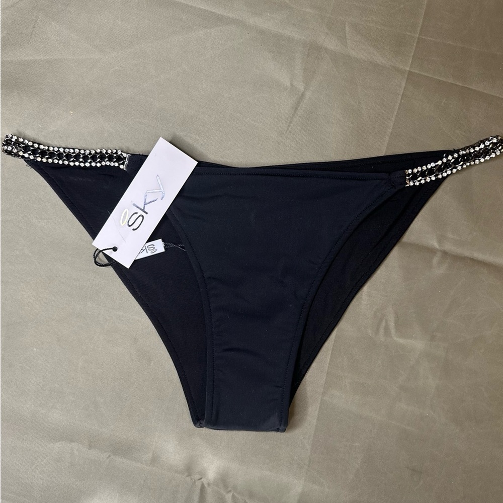Sky - Black Rhinestones Women's Swim Bottom - Picture 2 of 4
